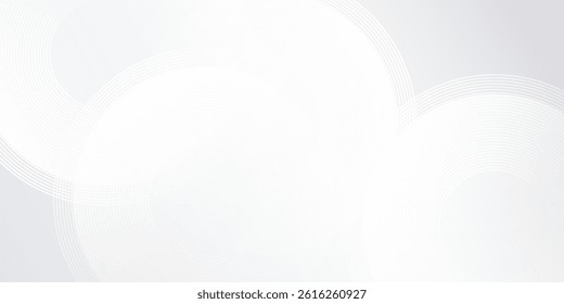 White background with white circle lines digital future background abstract