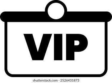 A white background with a circle and the word VIP written in black. The image is of a sign or a card that says VIP