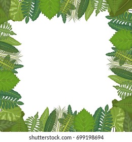 white background with circular border decorative green leaves around