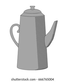 White background with coffeepot. Vector illustration.