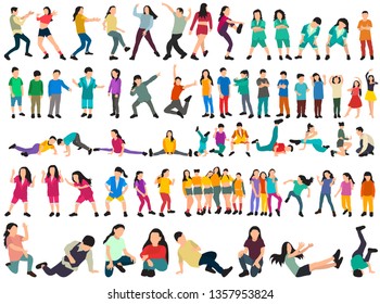  white background, a collection of dancing people, without a face