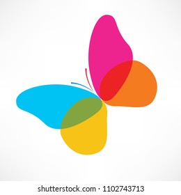 White background with color butterfly