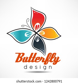 White background with color butterfly