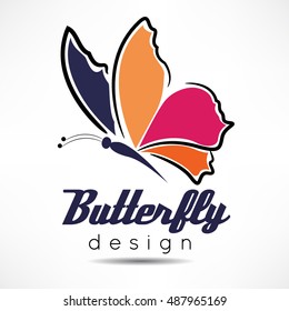 White background with color butterfly