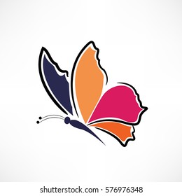 White background with color butterfly