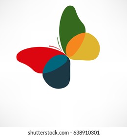White background with color butterfly