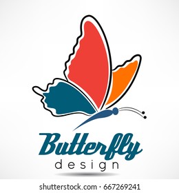 White background with color butterfly