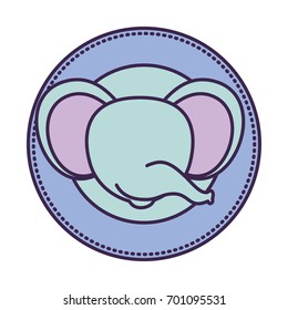 white background with color circular frame decorative and faceless elephant animal vector illustration