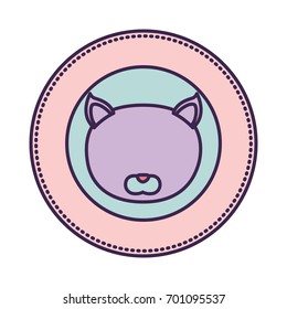 white background with color circular frame decorative and faceless cat animal vector illustration
