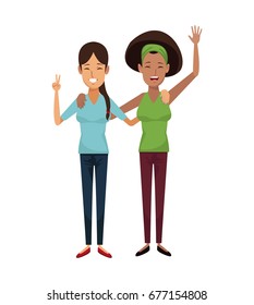 white background with color graphic of couple of women one caucasian and one afro american