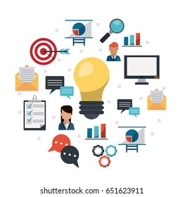 white background with color icons collection for business idea