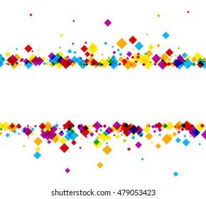 White background with color rhombs. Vector paper illustration.