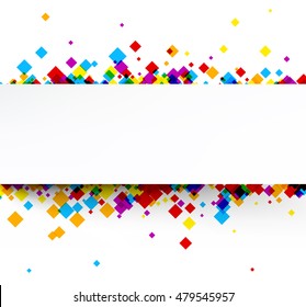 White background with color rhombs. Vector paper illustration.