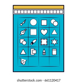white background with color sections silhouette of tool box for designer graphic vector illustration