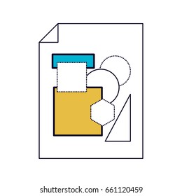 white background with color sections silhouette of sheet with geometric forms vector illustration