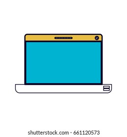 white background with color sections silhouette of laptop computer in front view vector illustration
