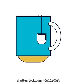 white background with color sections silhouette of cup of tea vector illustration