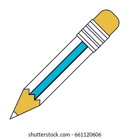 white background with color sections silhouette of pencil with eraser vector illustration