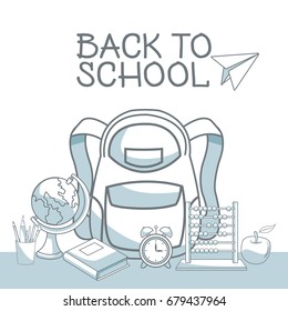 white background with color silhouette shading of elements back to school