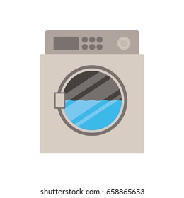 white background with color silhouette of wash machine vector illustration