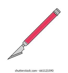 white background with colored crayon silhouette of scalpel vector illustration
