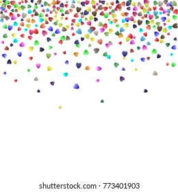  white background with colored hearts for Valentine's day