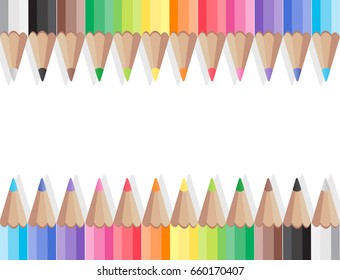 White background with colored pencils,vector