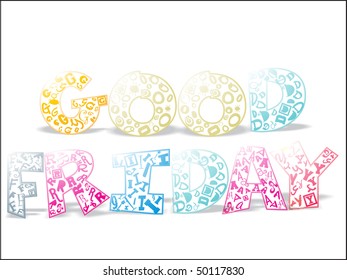 white background with colorful alphabet for good friday