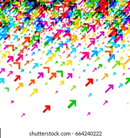 White background with colorful arrows pattern. Vector paper illustration.