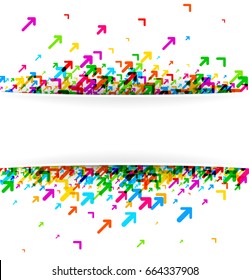 White background with colorful arrows pattern. Vector paper illustration.