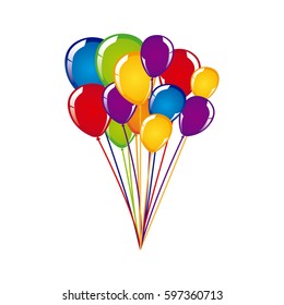 white background with colorful balloons vector illustration