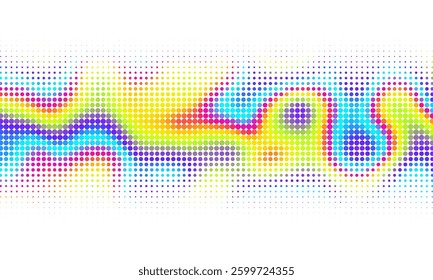 White background with colorful dotted halftone pattern. Abstract design background