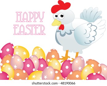 white background with colorful egg and isolated duck