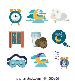 white background with colorful elements sleep time vector illustration