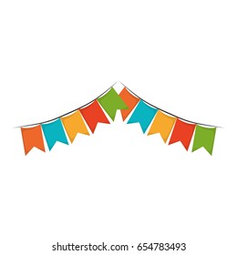 white background with colorful festoons in shape of square with peaks vector illustration