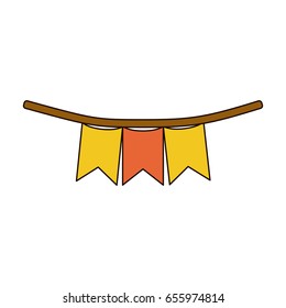 white background with colorful festoons in shape of square with peaks in closeup with thick contour vector illustration