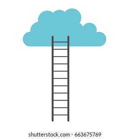 white background with colorful ladder to cloud vector illustration