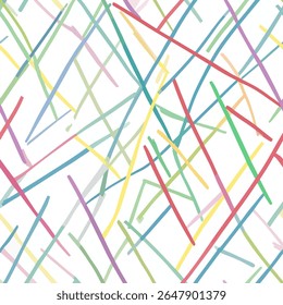 White background with colorful lines drawn in a random pattern, grunge lines ikat pattern, ikat seamless pattern, Vector illustration background for print the paper.