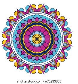 white background with colorful ornamental flower mandala vintage decorative vector illustration