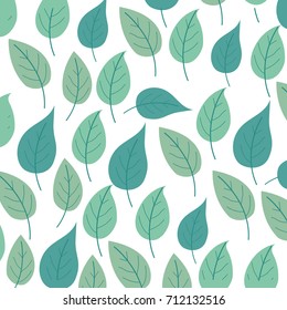 white background with colorful pattern of ovoid leaves vector illustration