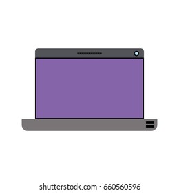 white background with colorful silhouette of laptop computer in front view vector illustration