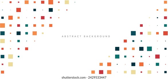 White background with colorful square geometric elements.