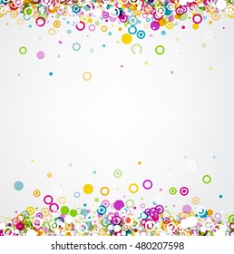 White background with colour circles geometric pattern. Vector paper illustration.