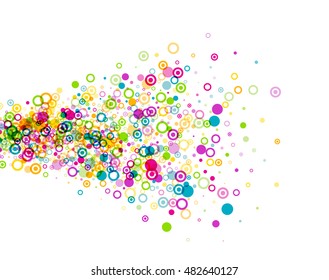 White background with colour circles pattern. Vector paper illustration.