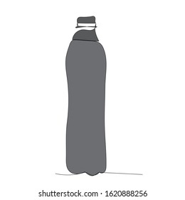 white background, continuous line drawing, gray bottle with water