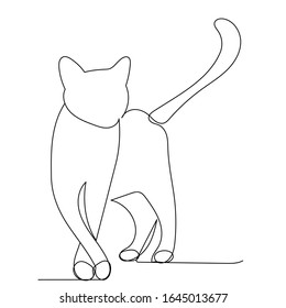 white background, continuous line drawing of a cat, sketch