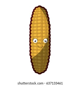 white background with corncob caricature in close up and half shadow vector illustration
