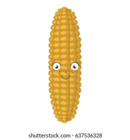 white background with corncob caricature in close up vector illustration