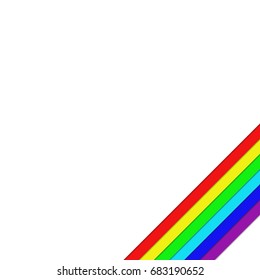 White background corner design with diagonal rainbow color stripes - vector graphic