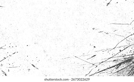 white background covered in scattered black ink splatters and textured lines.